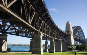  Bradfield Park on Sydney s North 海岸, ショア where the Harbour Bridge crosses the harbour in Sydney New