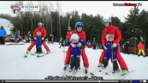 The triplets goes skiing :D