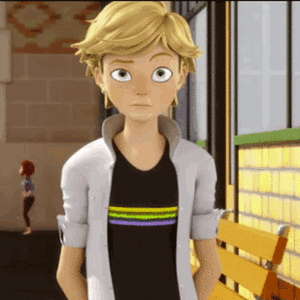  Adrien/Chat Noir scratching the back of his head