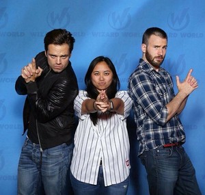 Sebastian and Chris with a fan