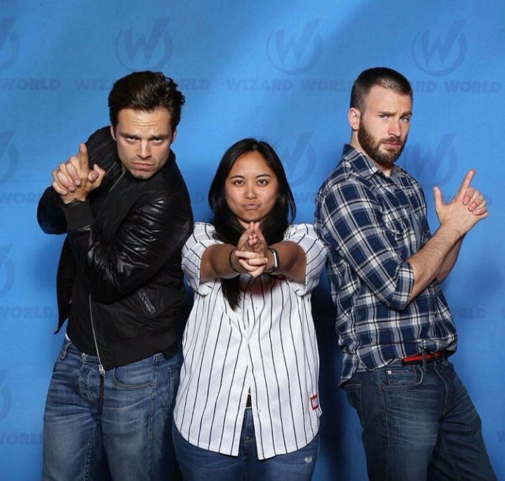 Photo of Sebastian and Chris with a fan for fans of Chris Evans & S...