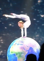  Contortionist performing on globe
