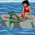 Lagoon Boy and Supergirl having fun in the sea - young-justice-ocs photo