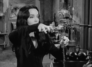  Morticia trimming rose (animated gif)