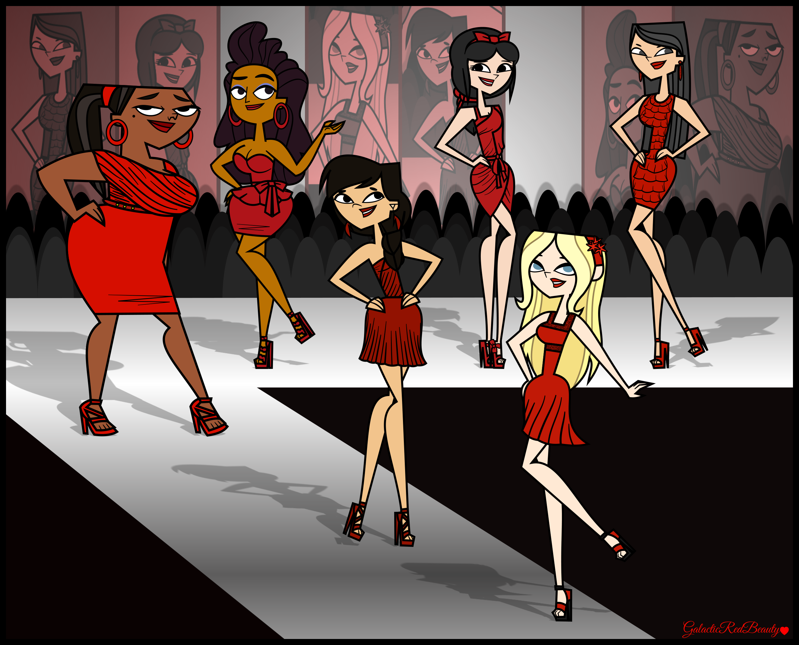 Total Drama Island Fan Art: Red Dress Runway.