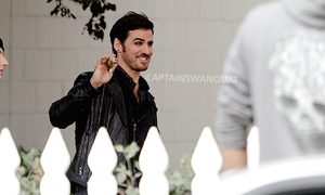  Henry and Killian play sword fighting during a scene on Wednesday Steveston filming, August 3rd
