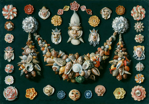  Jan van Kessel the Elder - Festoon, masks and rosettes made of shells (1656)