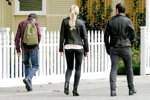 Jen, Jared, and Colin on set yesterday Steveston filming, August 3rd