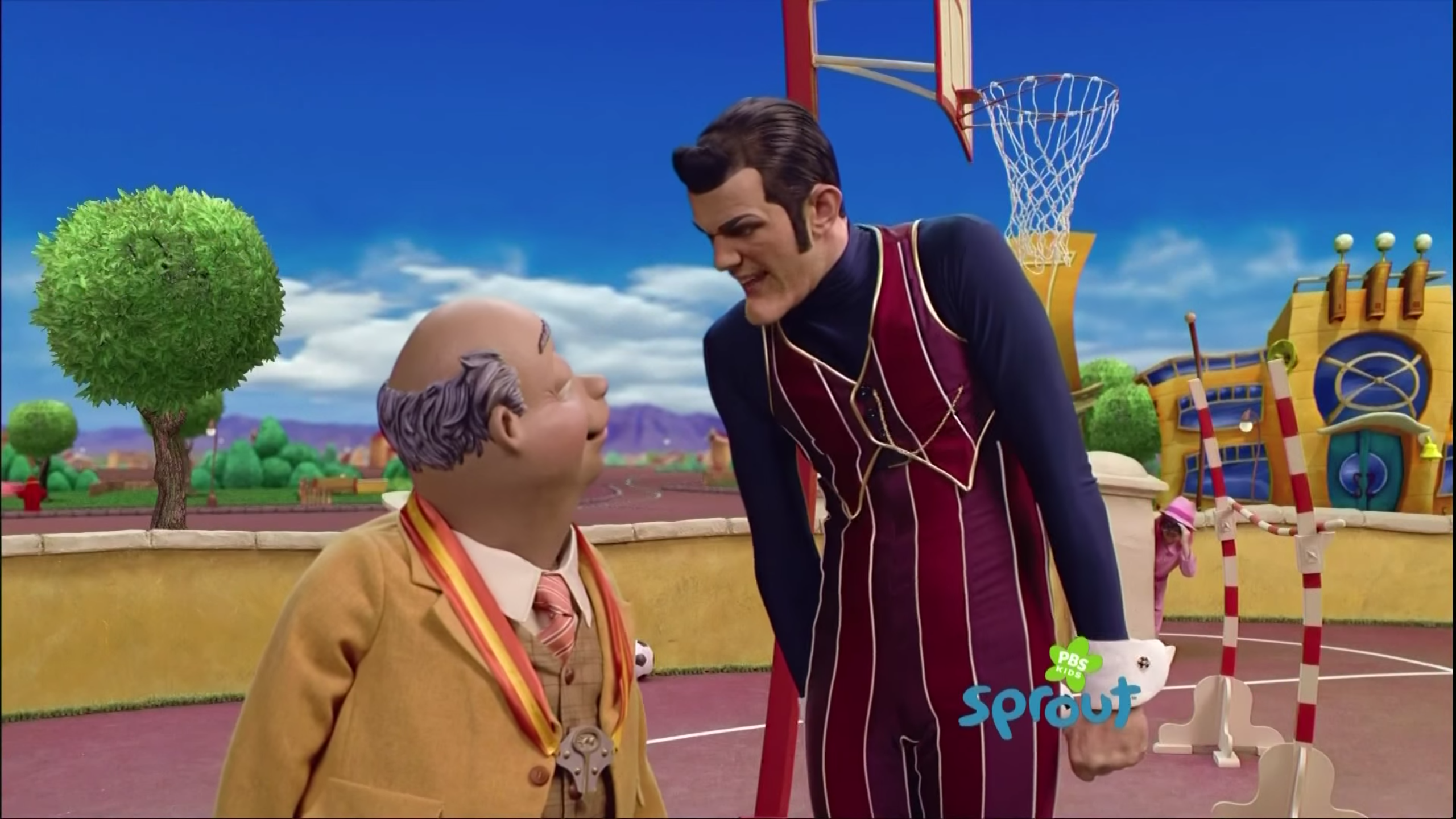Lazytown Photo: Robbie Rotten and Mayor Meanswell.