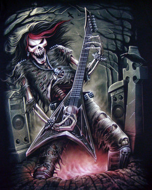  skeleton with gitara tattoo disensyo