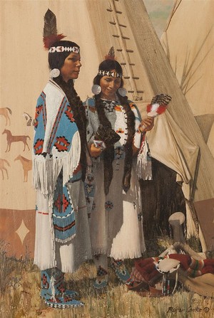 Nez Perce sisters by Roger Cooke  