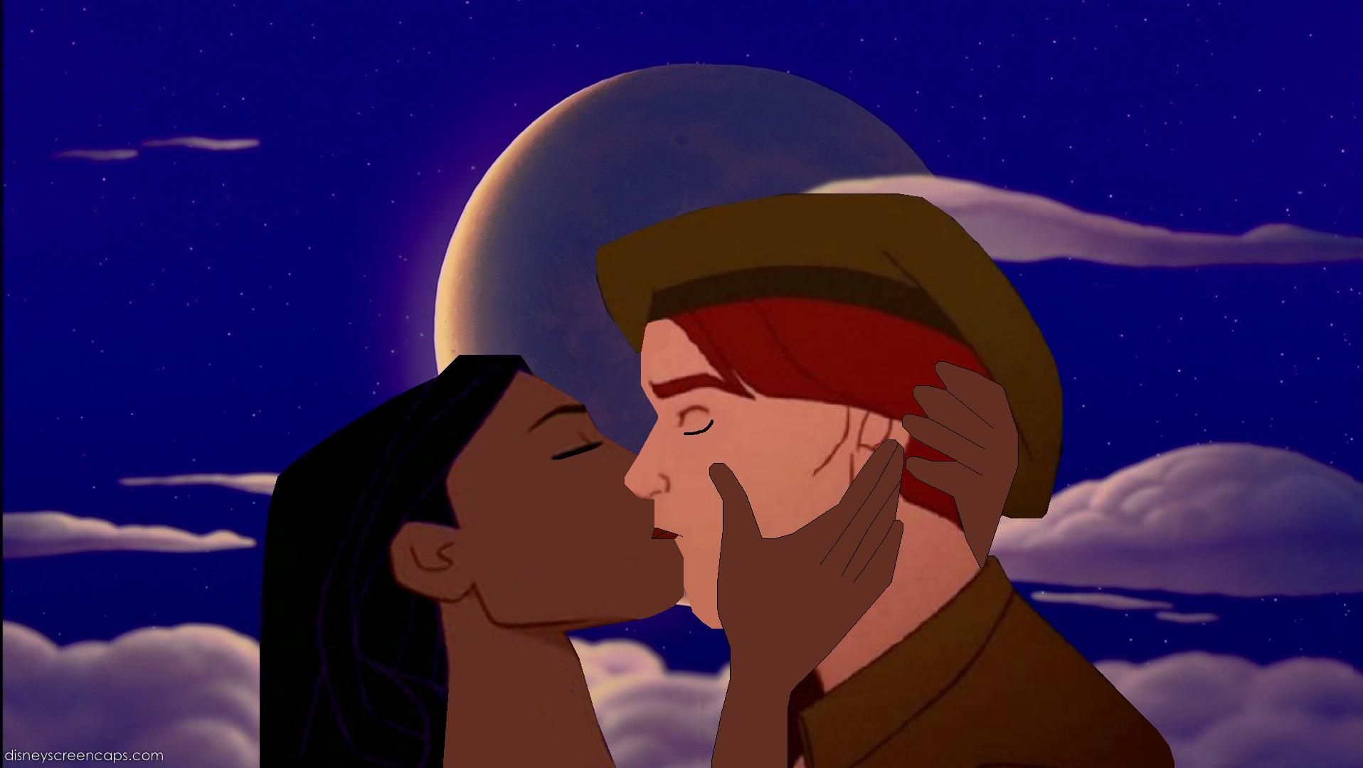 disney crossover Photo: pocahontas and thomas kiss in the night.
