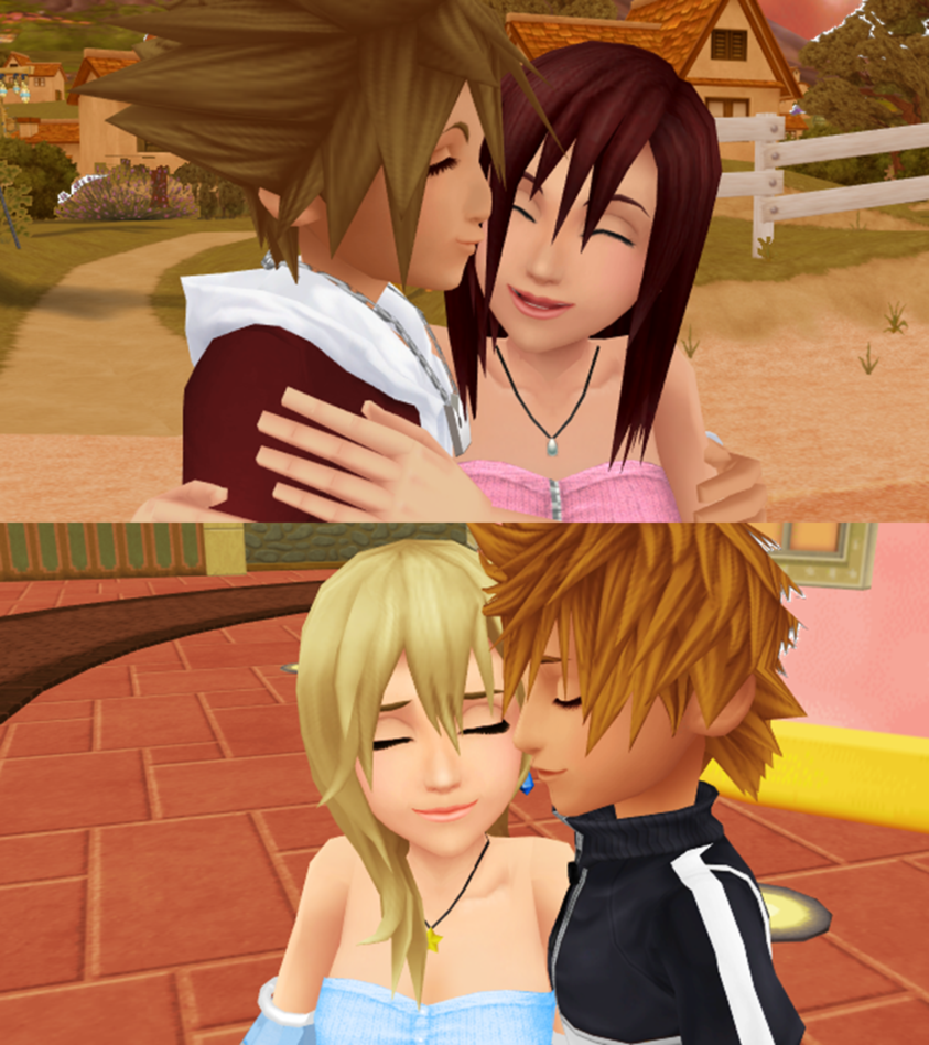 Kingdom Hearts پرستار Art: sora x kairi and roxas x namine sweet kiss.