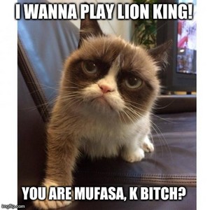  Funny Grumpy Cat Meme I Wanna Play Lion King आप Are Mufasa K कुतिया, मतलबी Image