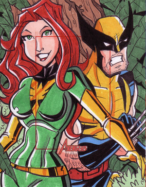 Phoenix and Wolverine sketch card by calslayton