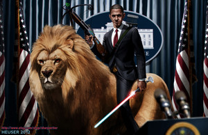 obama riding a lion by sharpwriter d5ftze6