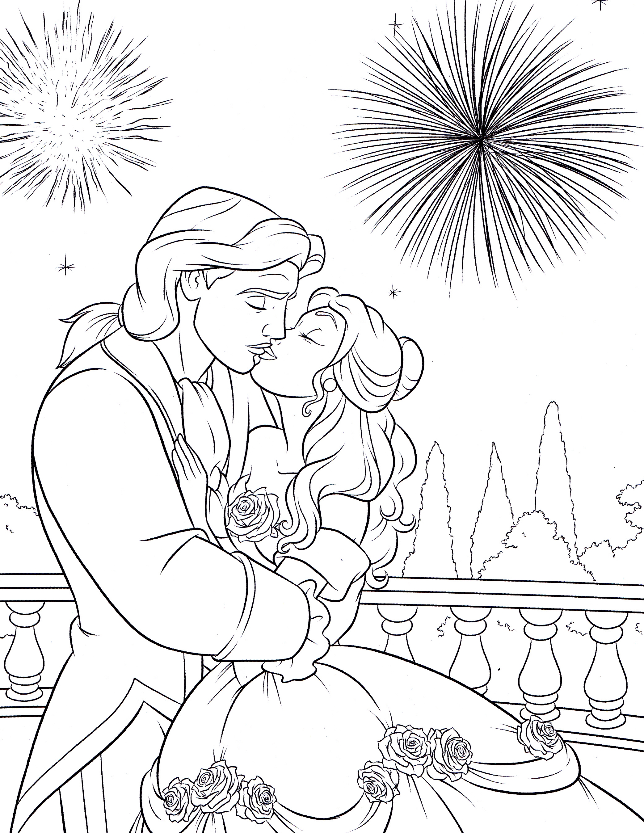 Walt Disney Coloring Pages - Prince Adam & Princess Belle ...