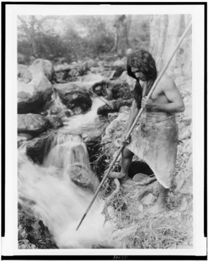 Watching for salmon (Hupa)  by Edward Sheriff Curtis