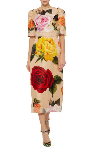 large dolce gabbana print garden rose organza sheath dress