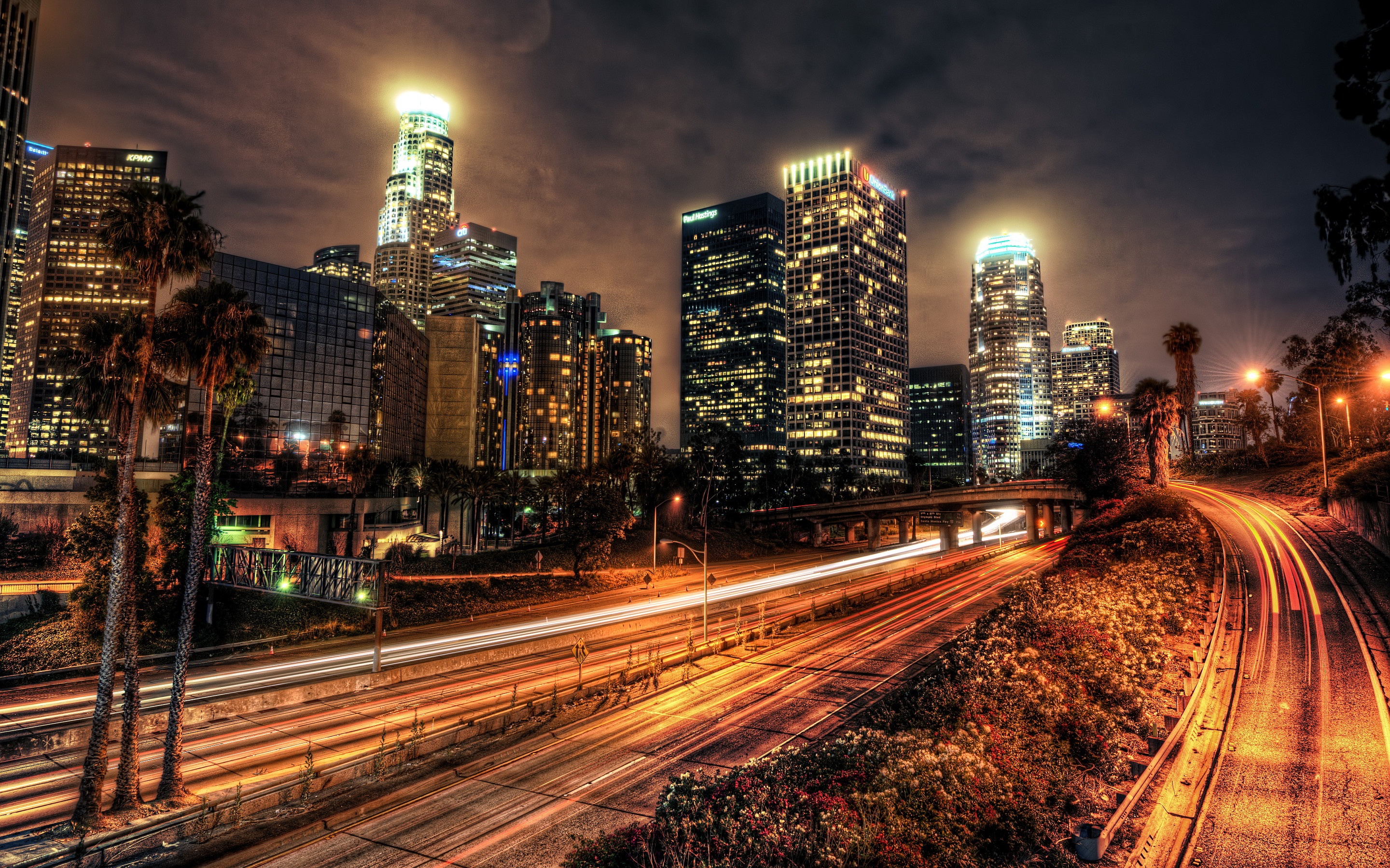 Los Angeles - Downtown Skyline at Night - Los Angeles Wallpaper
