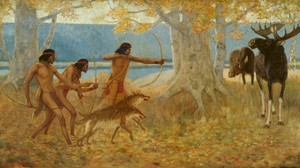  Moose hunt দ্বারা Edwin Willard Deming (Ohio, 1860-1942)