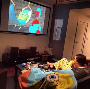Richard watching Spongebob
