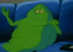  Fake Slimer watching star, sterne Wars on the TV