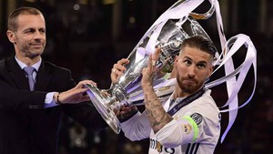  Sergio Ramos at the celebration of Real Madrid's 12th UEFA Champions League