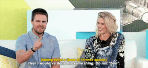  Stephen Amell and Emily Bett Rickards at SYFY Live at San Diego Comic