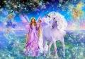 Beautiful Unicorn and Fairy - unicorns photo