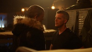 Wentworth Miller and Russell Tovey share a kiss on The Flash