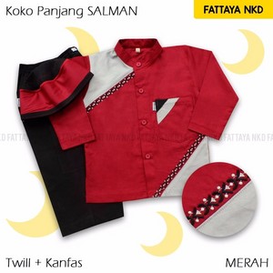  Setelan Baju Koko Anak Fattaya Lengan Panjang Salman Merah