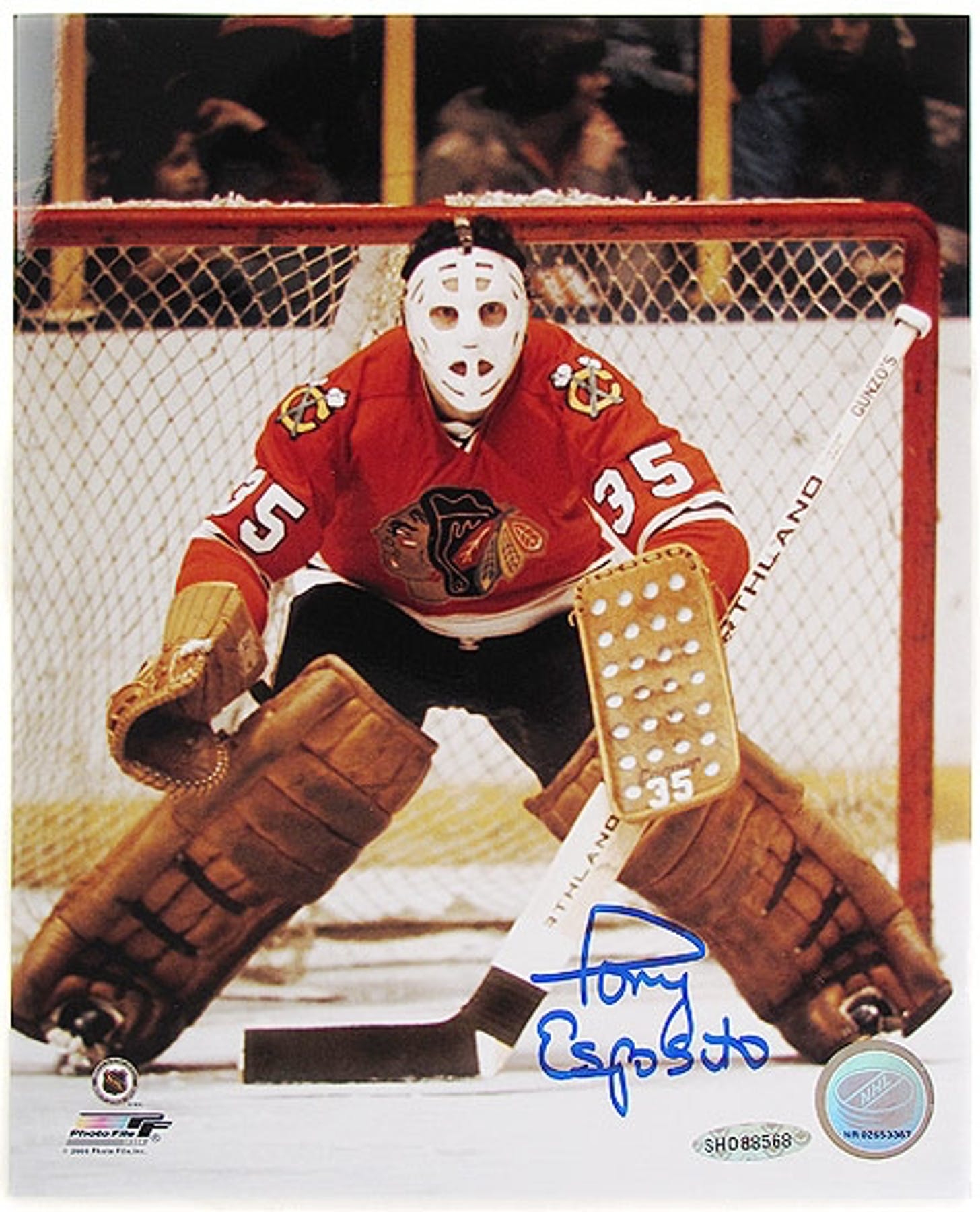 Tony Esposito Chicago Blackhawks Framed Autographed 16 x 20 Red Jersey in  Net Photograph with Multiple Inscriptions - Limited Edition of 35