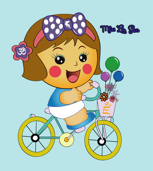  Miss La Sen riding bicycle