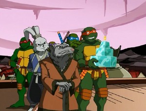 Usagi, Splinter and the turtles circa 2003 TMNT series