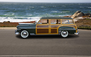  A DeSoto Woody Wagon along the highway in Monterey California