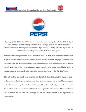  Market Research Pepsi Verses coca cola