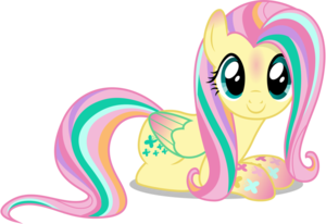 fluttershy   rainbowfied from group shot by caliazian d7zh9hc