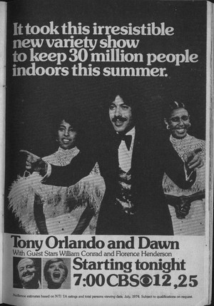  Promo Ad Tony Orlando And Dawn Variety toon