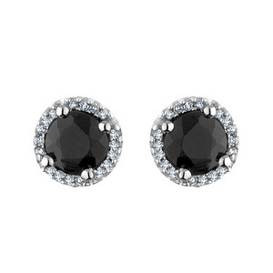  Black Onyx And Diamond Stud Earrings