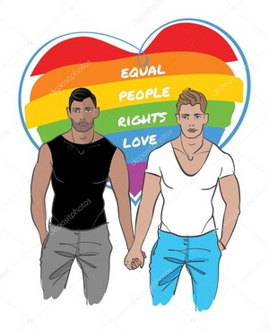  young gay couple holding hands