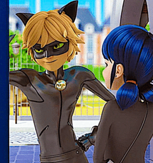  Chat Noir trying to look cool bởi leaning on a tường