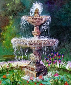 Fountain In French Garden
