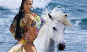  Nicki Minaj riding on her Beautiful White Horse