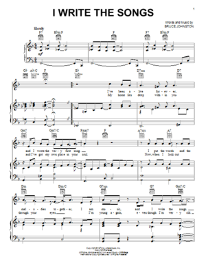 Sheet Music To I Write The Songs