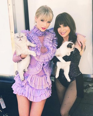 TAYLOR SWIFT PAULA ABDUL AND TWO CATS