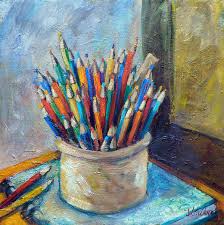 Colored Pencils  In A Crock