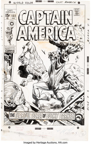  Captain America no. 132 Cover (1970) Art द्वारा Marie Severin And Frank Giacoia with John Romita Sr.
