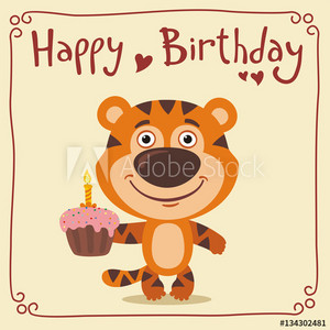  Cute Tiger Birthday Card