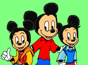 Mickey Mouse and Morty and Ferdie Fieldmouse.